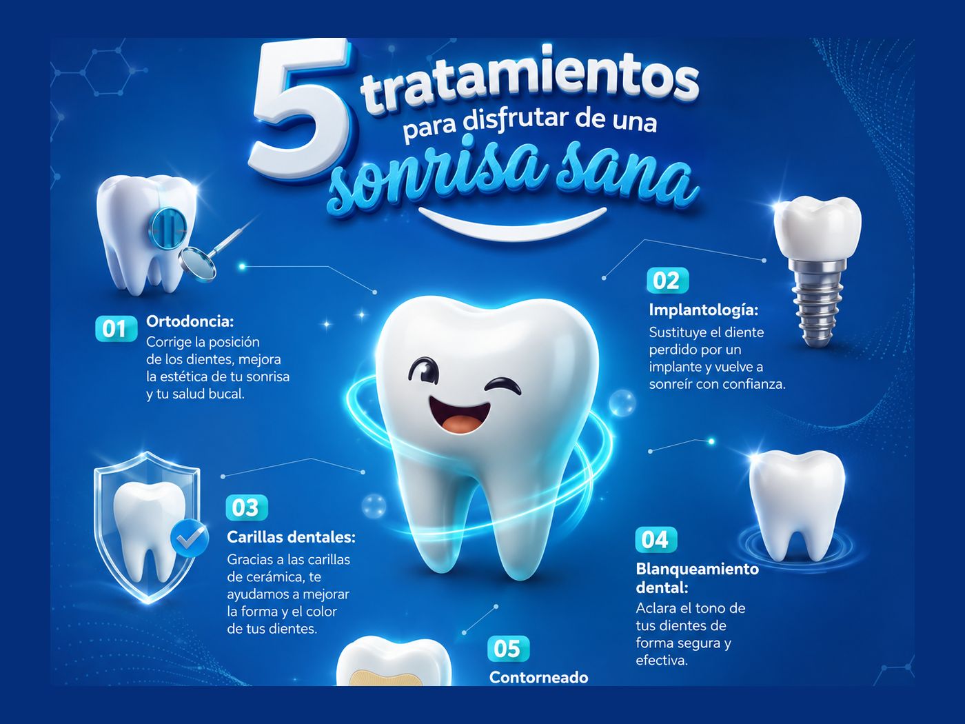 Infografía de cinco tratamientos dentales para Vitaldent
